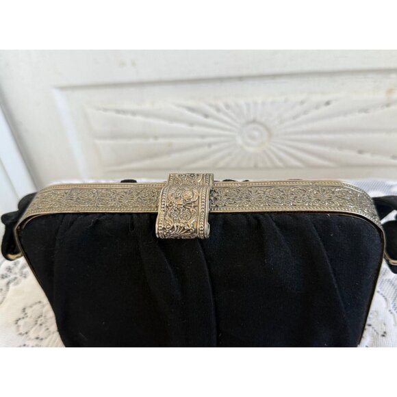 Vintage 60's Victorian Revival Evening Purse Ornate Repousse Frame - Picture 12 of 16